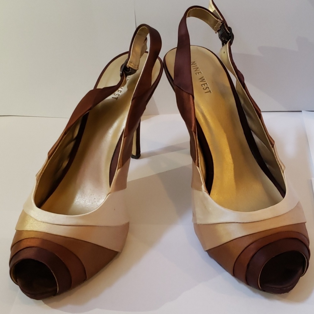 Nine West Satin Peep Toe Heels!